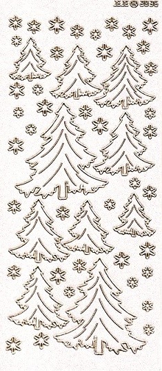 Konturensticker transparent glitter gold, Tannenbäume