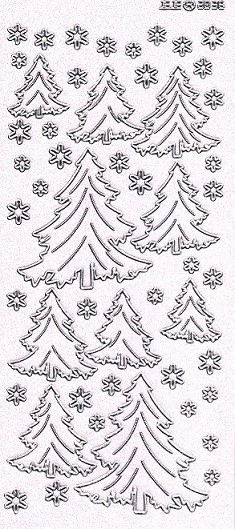 Konturensticker transparent glitter silber, Tannenbäume